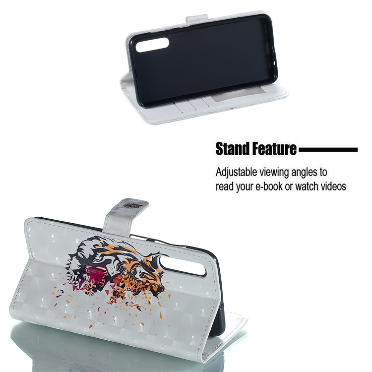 Embossment Light Spot Decor Patterned Leather Wallet Cover for Samsung Galaxy A50 / A50s / A30s - Tiger-4