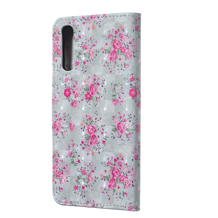 Embossment Light Spot Decor Patterned Leather Wallet Cover for Samsung Galaxy A50 - Vivid Flower-3