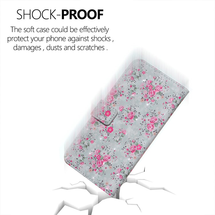 Embossment Light Spot Decor Patterned Leather Wallet Cover for Samsung Galaxy A50 - Vivid Flower-6