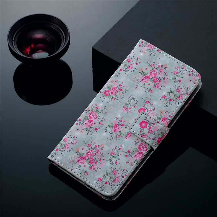 Embossment Light Spot Decor Patterned Leather Wallet Cover for Samsung Galaxy A50 - Vivid Flower-8