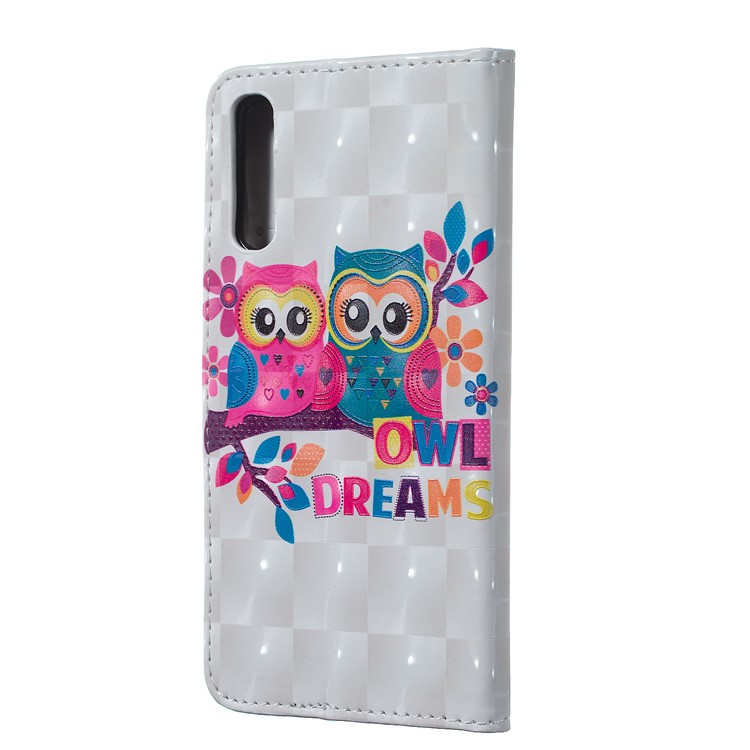Embossment Light Spot Decor Patterned Leather Wallet Cover for Samsung Galaxy A50 / A50s / A30s - Owls on Branch-3