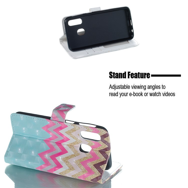 Light Spot Decor Patterned Embossed Leather Wallet Case for Samsung Galaxy A40 - Twill-4