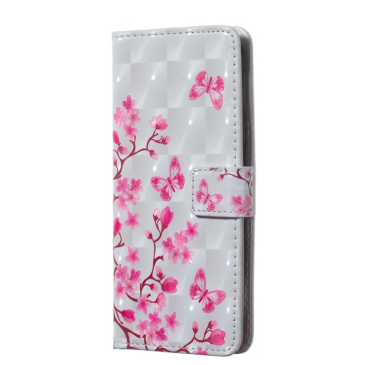 Light Spot Decor Patterned Embossed Leather Wallet Case for Samsung Galaxy A40 - Butterfly Flower-2