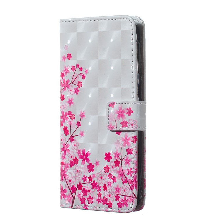 Light Spot Decor Patterned Embossed Leather Wallet Case for Samsung Galaxy A40 - Blooming Flowers-10