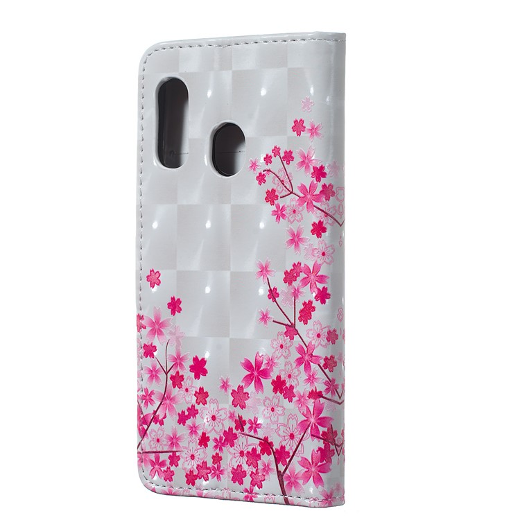 Light Spot Decor Patterned Embossed Leather Wallet Case for Samsung Galaxy A40 - Blooming Flowers-3