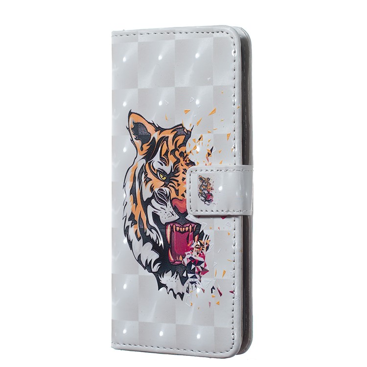 Light Spot Decor Patterned Embossed Leather Wallet Case for Samsung Galaxy A40 - Tiger-2
