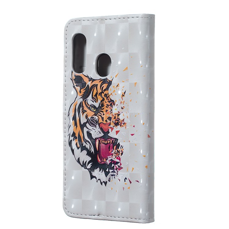 Light Spot Decor Patterned Embossed Leather Wallet Case for Samsung Galaxy A40 - Tiger-3