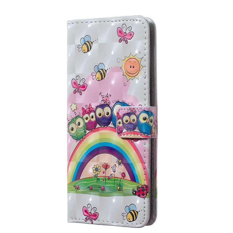 Light Spot Decor Patterned Embossed Leather Wallet Case for Samsung Galaxy A40 - Animals and Flowers-2