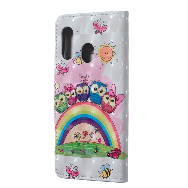 Light Spot Decor Patterned Embossed Leather Wallet Case for Samsung Galaxy A40 - Animals and Flowers-3