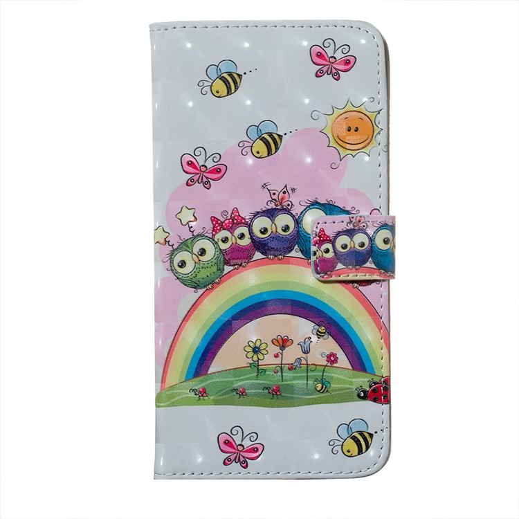 Light Spot Decor Patterned Embossed Leather Wallet Case for Samsung Galaxy A40 - Animals and Flowers-5