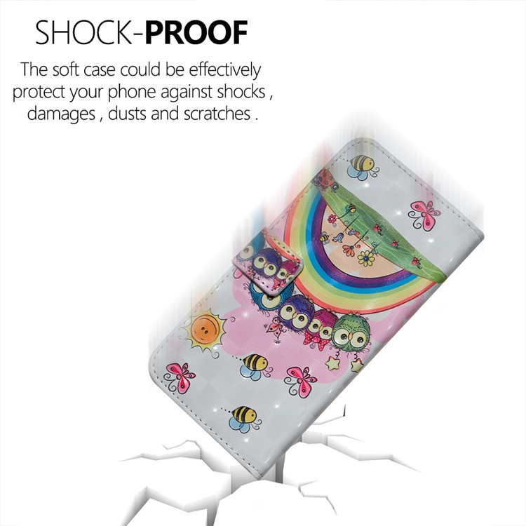 Light Spot Decor Patterned Embossed Leather Wallet Case for Samsung Galaxy A40 - Animals and Flowers-6