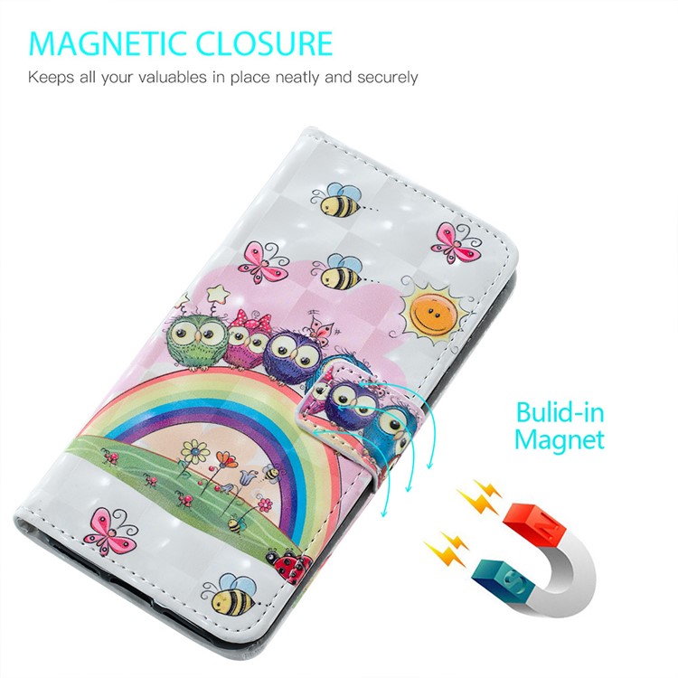 Light Spot Decor Patterned Embossed Leather Wallet Case for Samsung Galaxy A40 - Animals and Flowers-7