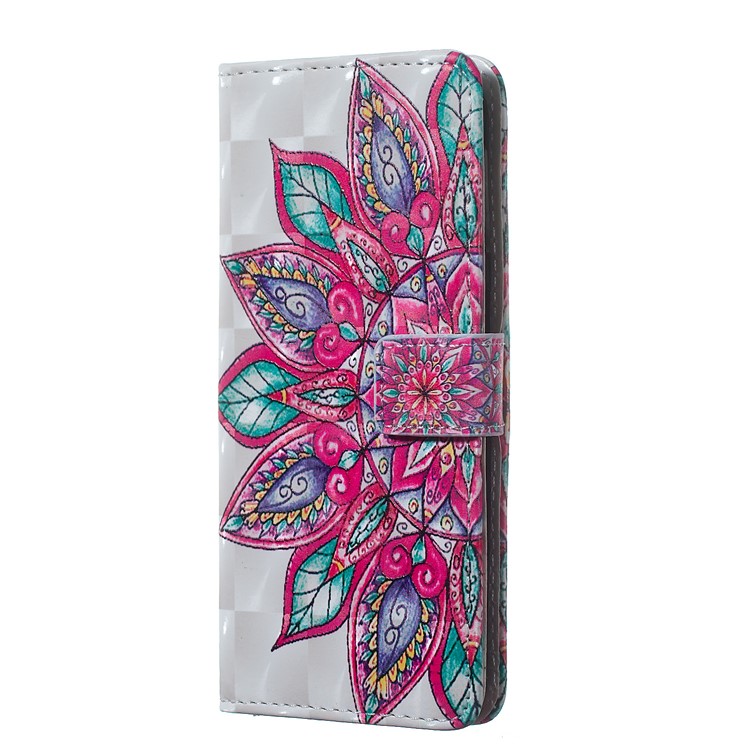 Light Spot Decor Patterned Embossed Leather Wallet Case for Samsung Galaxy A40 - Colorful Flower-2