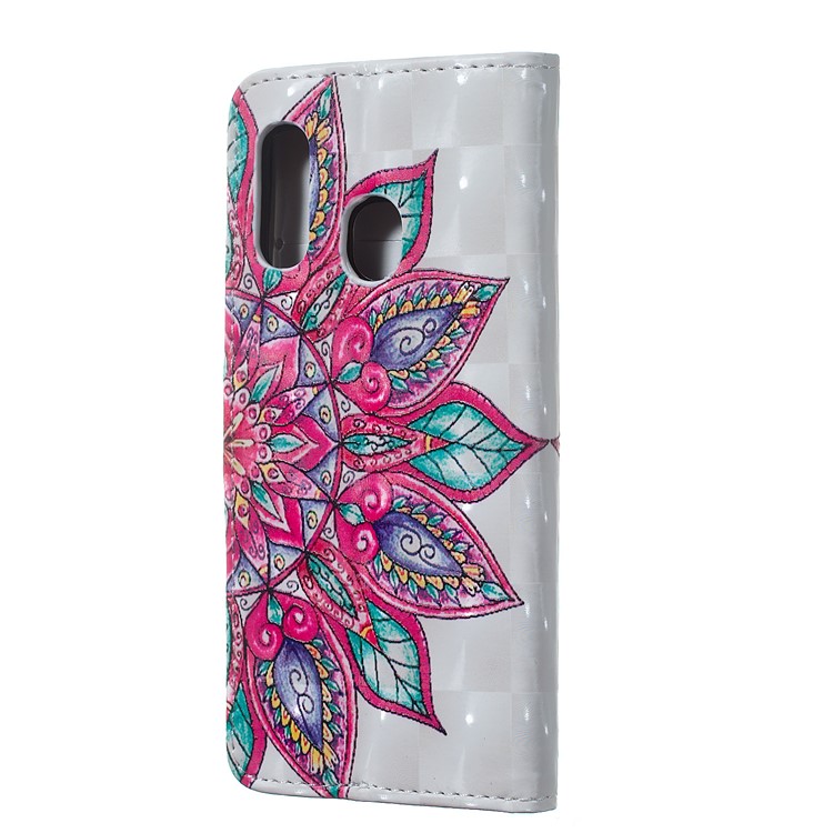 Light Spot Decor Patterned Embossed Leather Wallet Case for Samsung Galaxy A40 - Colorful Flower-3