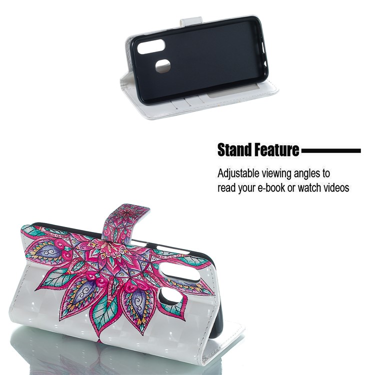Light Spot Decor Patterned Embossed Leather Wallet Case for Samsung Galaxy A40 - Colorful Flower-4