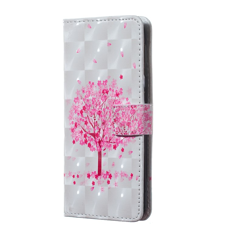 Light Spot Decor Patterned Embossed Leather Wallet Case for Samsung Galaxy A40 - Flowered Tree-2