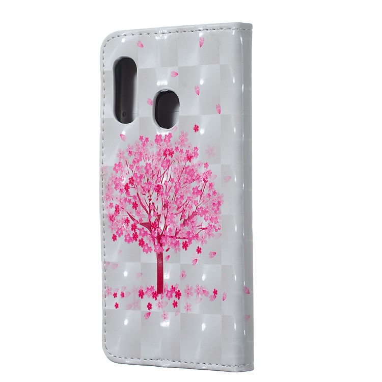 Light Spot Decor Patterned Embossed Leather Wallet Case for Samsung Galaxy A40 - Flowered Tree-3