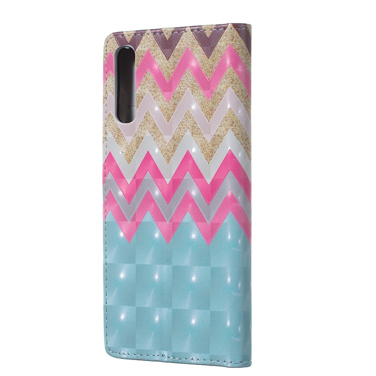 Patterned Light Spot Decor Embossment Leather Wallet Case for Samsung Galaxy A70 - Chevron Stripe-3