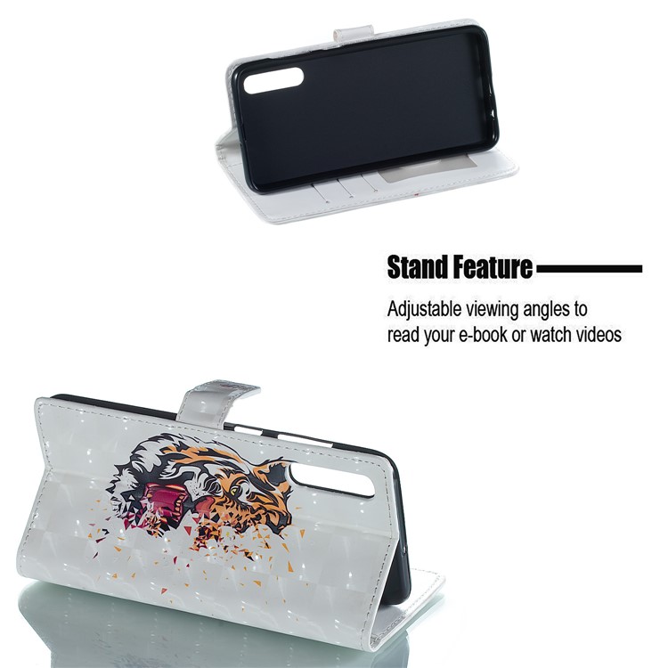 Patterned Light Spot Decor Embossment Leather Wallet Case for Samsung Galaxy A70 - Tiger-4
