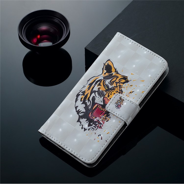 Patterned Light Spot Decor Embossment Leather Wallet Case for Samsung Galaxy A70 - Tiger-8