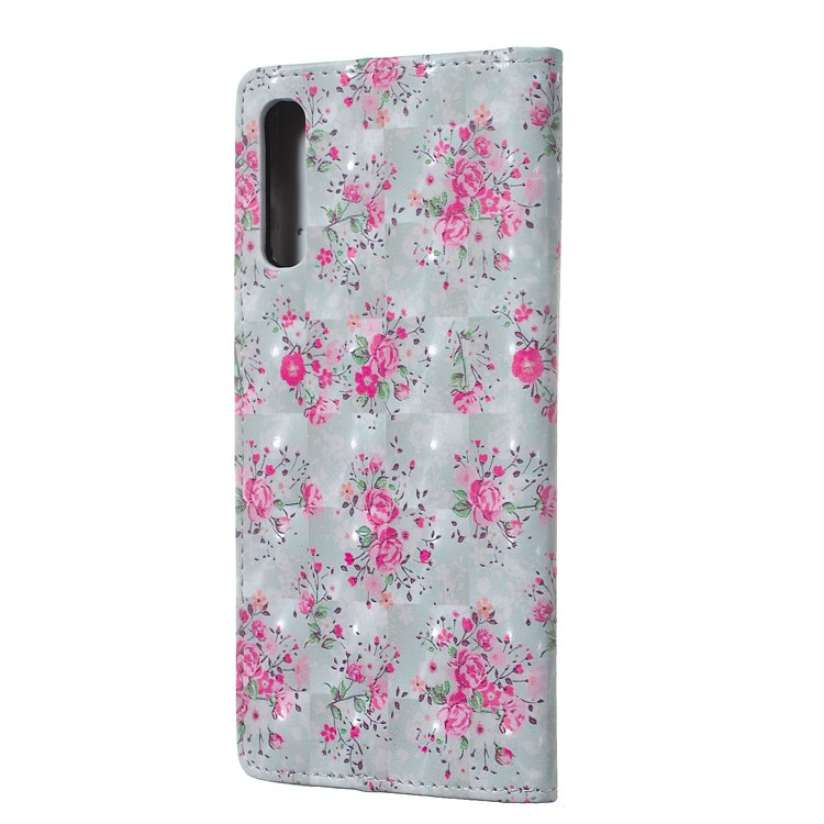 Patterned Light Spot Decor Embossment Leather Wallet Case for Samsung Galaxy A70 - Vivid Flower-3