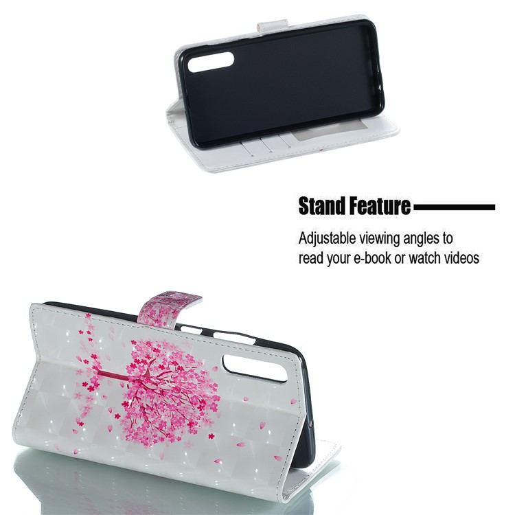 Patterned Light Spot Decor Embossment Leather Wallet Case for Samsung Galaxy A70 - Flowered Tree-4