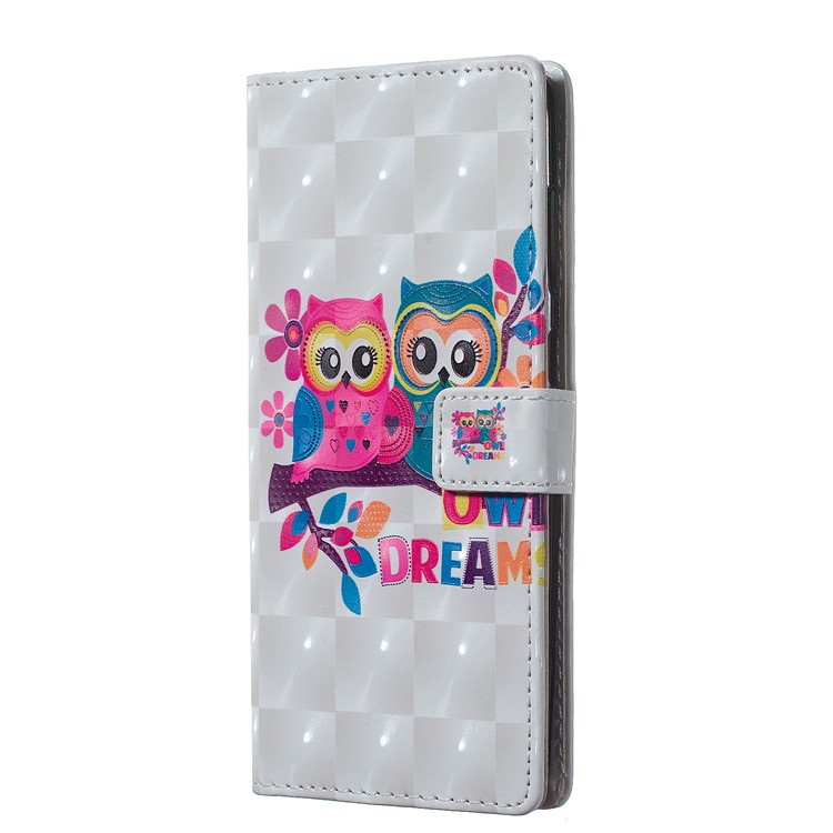 Patterned Light Spot Decor Embossment Leather Wallet Case for Samsung Galaxy A70 - Owls on Branch-2