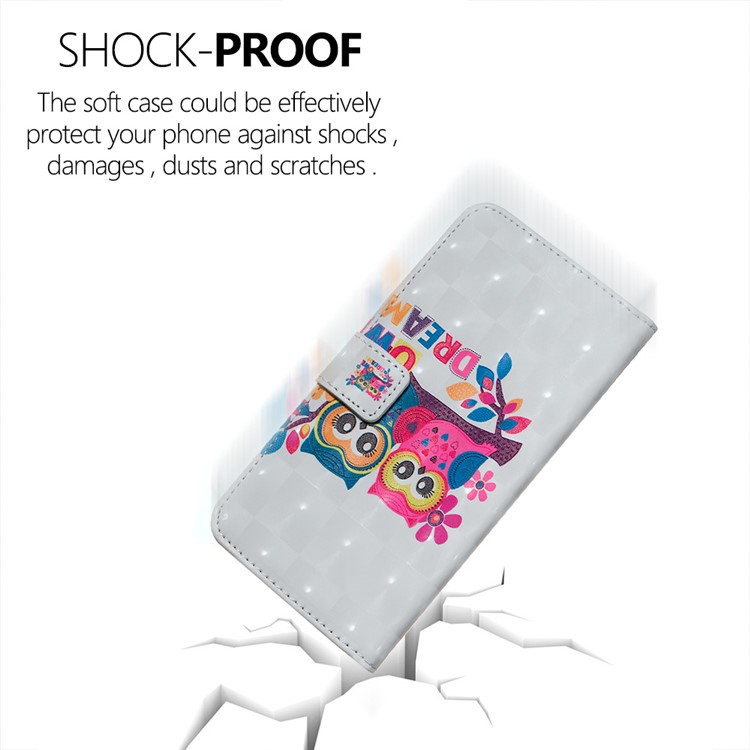 Patterned Light Spot Decor Embossment Leather Wallet Case for Samsung Galaxy A70 - Owls on Branch-6