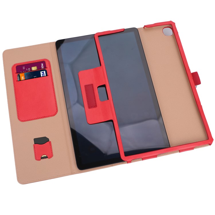 Card Holder Stand PU Leather Tablet Case with Elastic Hand Strap for Samsung Galaxy Tab S5e SM-T720 - Rose-11