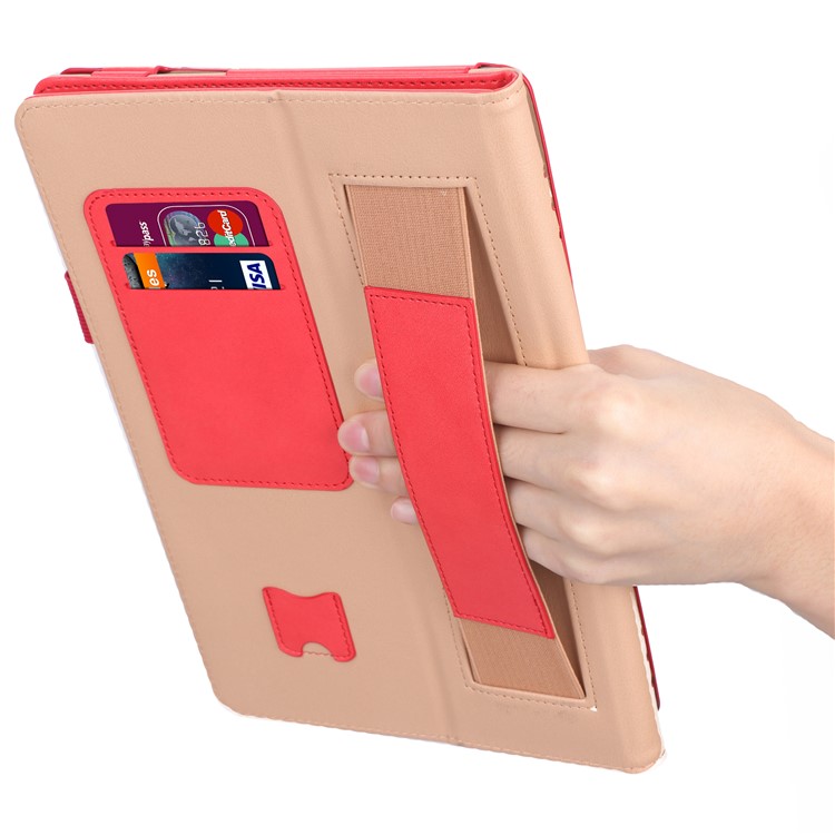Card Holder Stand PU Leather Tablet Case with Elastic Hand Strap for Samsung Galaxy Tab S5e SM-T720 - Rose-13