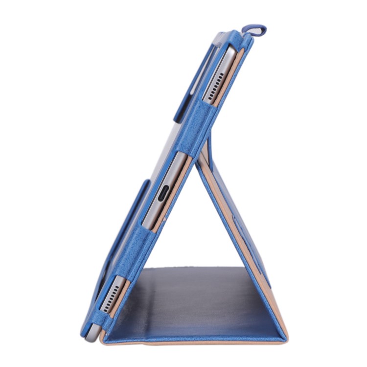 Card Holder Stand PU Leather Tablet Case with Elastic Hand Strap for Samsung Galaxy Tab S5e SM-T720 - Blue-11