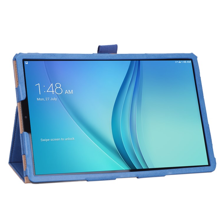 Card Holder Stand PU Leather Tablet Case with Elastic Hand Strap for Samsung Galaxy Tab S5e SM-T720 - Blue-9