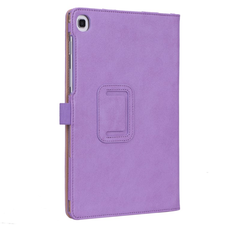 Card Holder Stand PU Leather Tablet Case with Elastic Hand Strap for Samsung Galaxy Tab S5e SM-T720 - Purple-4