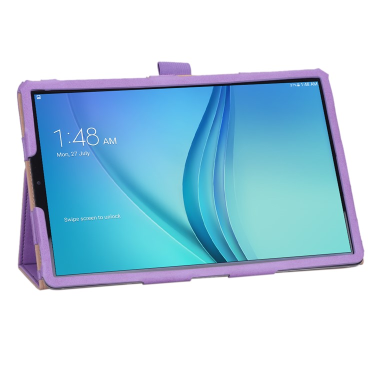 Card Holder Stand PU Leather Tablet Case with Elastic Hand Strap for Samsung Galaxy Tab S5e SM-T720 - Purple-8