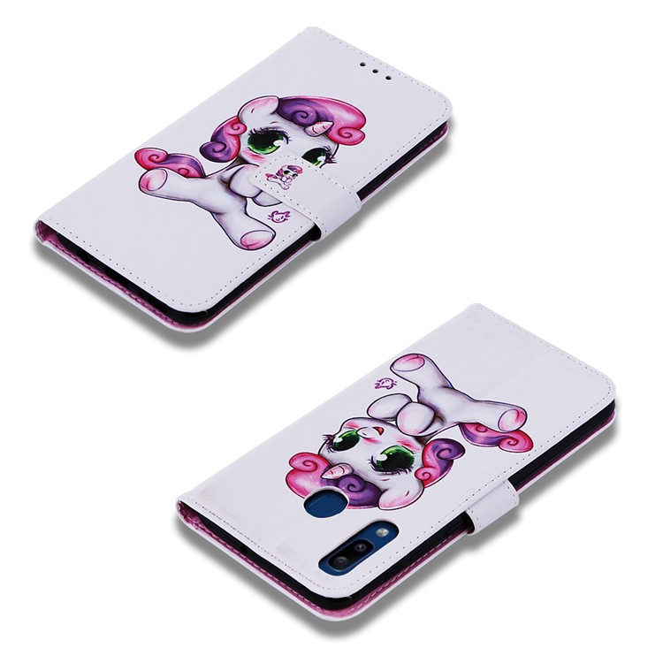 Pattern Printing Wallet Leather Stand Cover for Samsung Galaxy A30/A20 - Lovely Unicorn-7