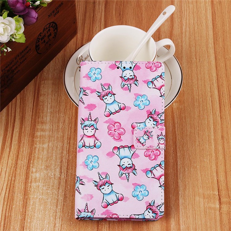 Pattern Printing Wallet Leather Stand Cover for Samsung Galaxy A30/A20 - Unicorns and Flower-8