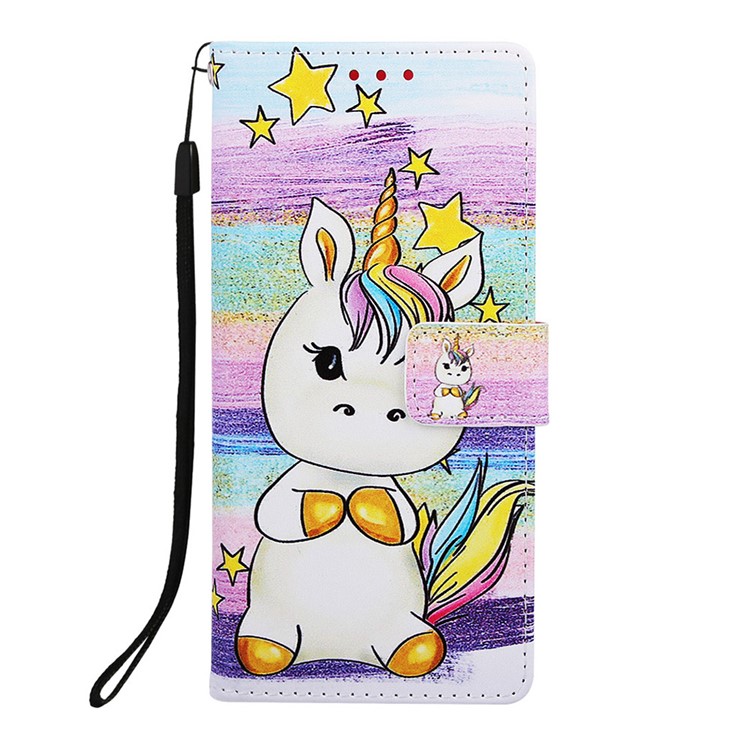 Pattern Printing Wallet Leather Stand Cover for Samsung Galaxy A30/A20 - Star and Unicorn-2