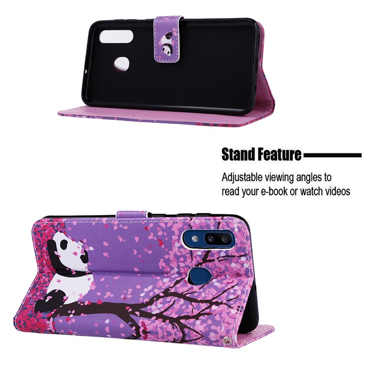 Pattern Printing Wallet Leather Stand Cover for Samsung Galaxy A30/A20 - Panda Under The Tree-4