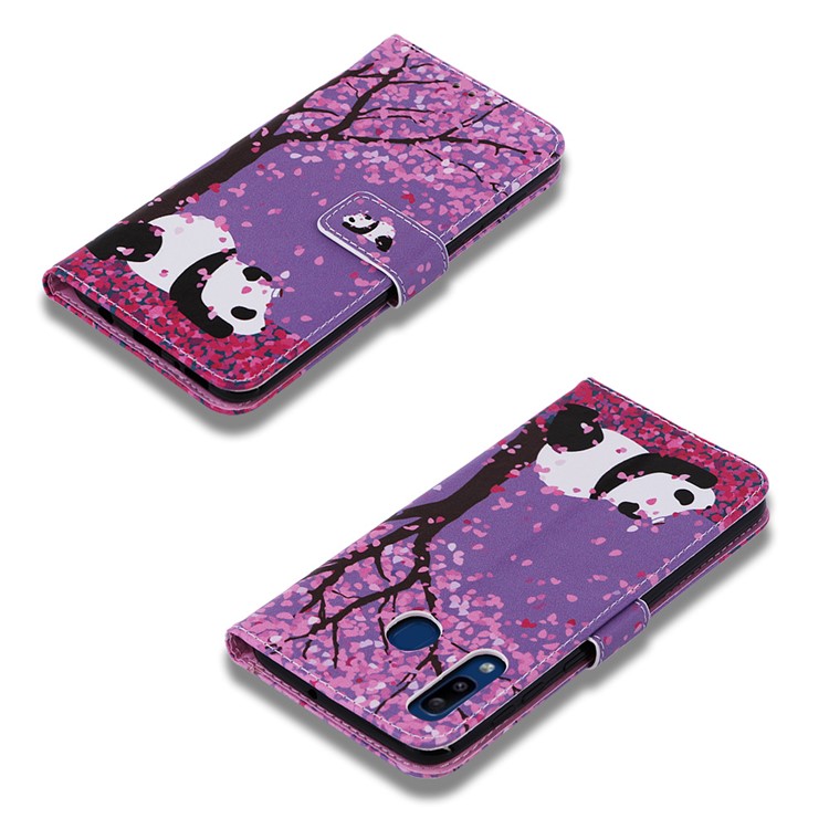 Pattern Printing Wallet Leather Stand Cover for Samsung Galaxy A30/A20 - Panda Under The Tree-7