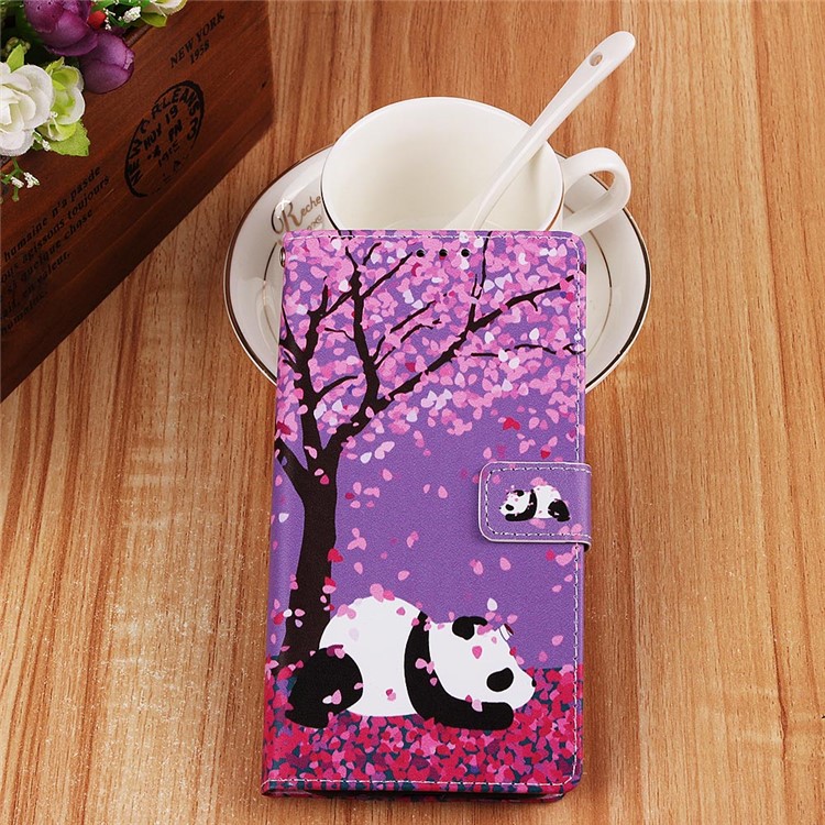 Pattern Printing Wallet Leather Stand Cover for Samsung Galaxy A30/A20 - Panda Under The Tree-8