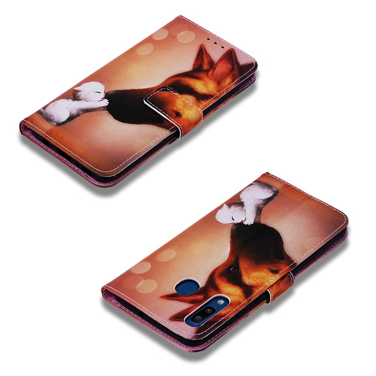 Pattern Printing Wallet Leather Stand Cover for Samsung Galaxy A30/A20 - Cat and Dog-7