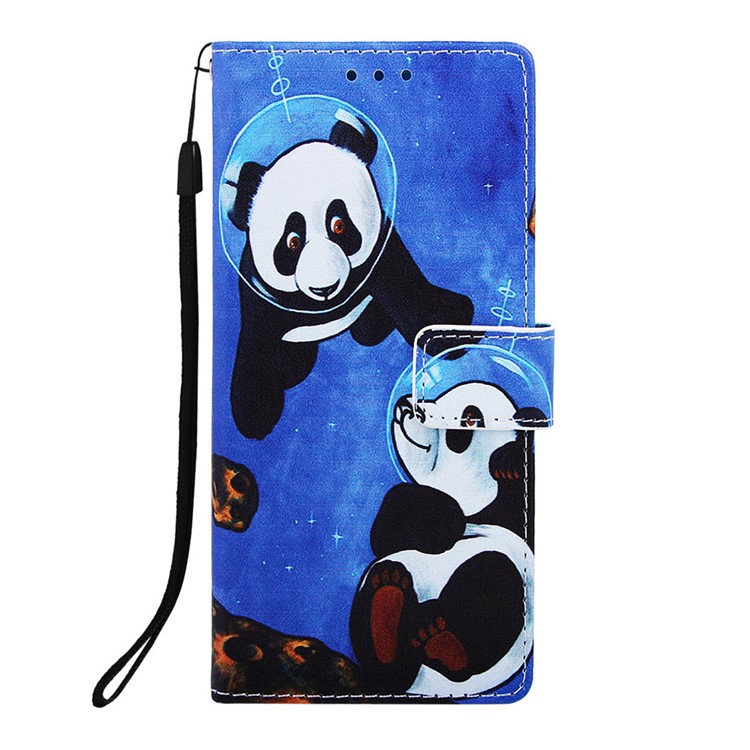 Pattern Printing Wallet Leather Stand Cover for Samsung Galaxy A30/A20 - Two Pandas-3