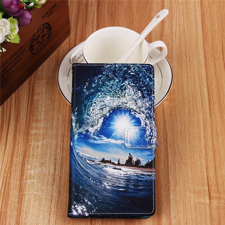 Pattern Printing Wallet Leather Stand Cover for Samsung Galaxy A30/A20 - Wave-2