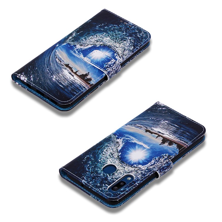 Pattern Printing Wallet Leather Stand Cover for Samsung Galaxy A30/A20 - Wave-3