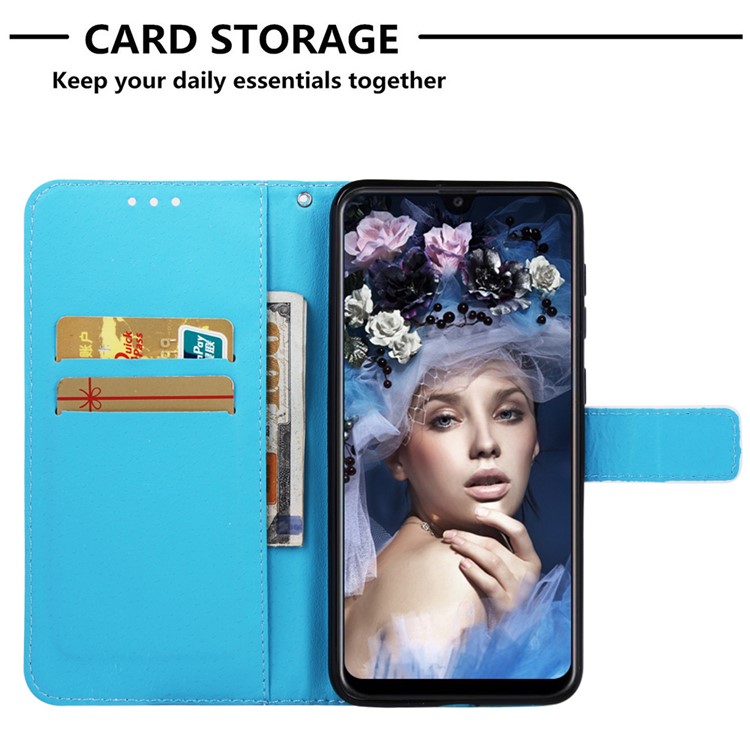 Pattern Printing Wallet Leather Stand Cover for Samsung Galaxy A30/A20 - Wave-4