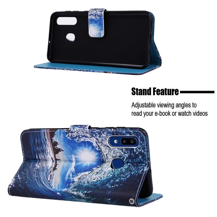 Pattern Printing Wallet Leather Stand Cover for Samsung Galaxy A30/A20 - Wave-6