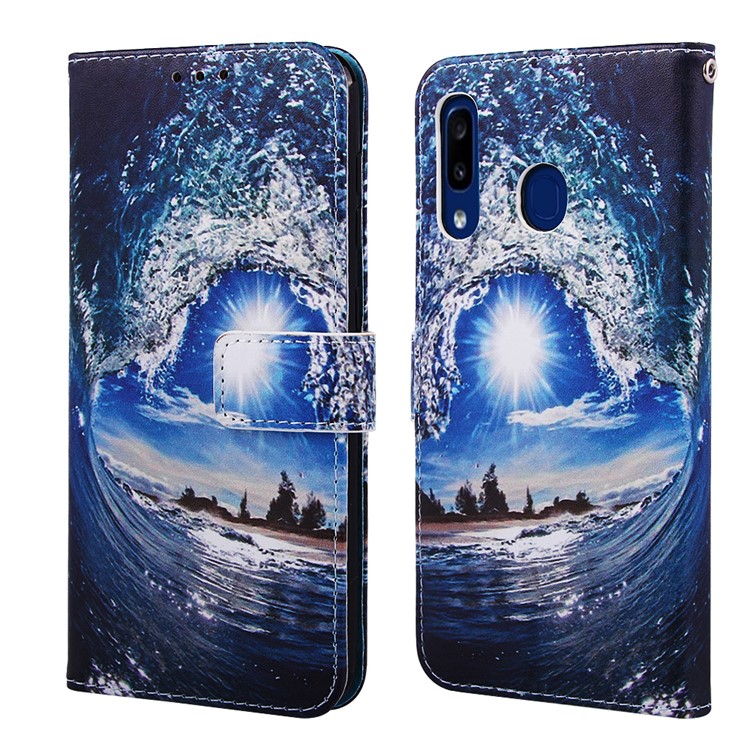 Pattern Printing Wallet Leather Stand Cover for Samsung Galaxy A30/A20 - Wave-7