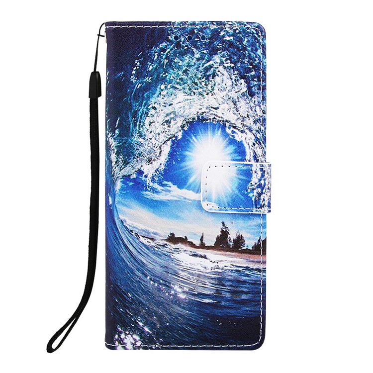 Pattern Printing Wallet Leather Stand Cover for Samsung Galaxy A30/A20 - Wave-8
