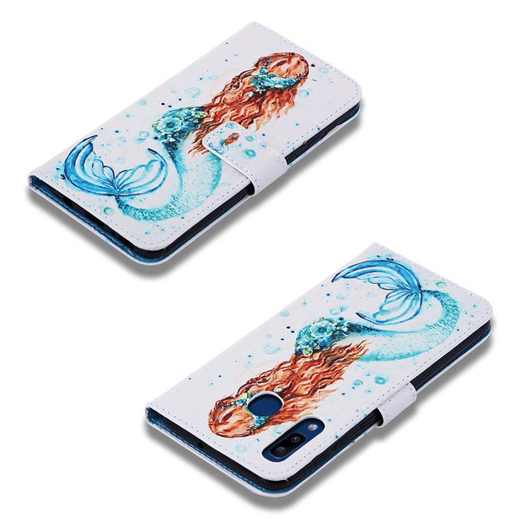 Pattern Printing Wallet Leather Stand Cover for Samsung Galaxy A30/A20 - Mermaid-7