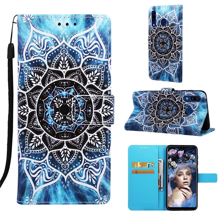 Pattern Printing Wallet Leather Stand Cover for Samsung Galaxy A30/A20 - Mandala-1
